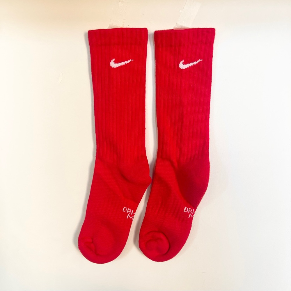 Nike red white swoosh ribbed tall socks - Picture 1 of 4